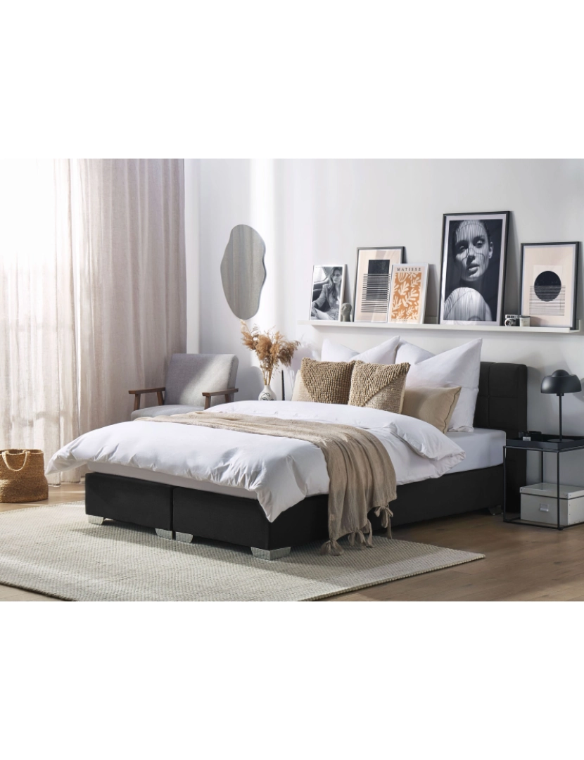 imagem de Cama de casal continental em tecido preto 160 x 200 cm ADMIRAL2