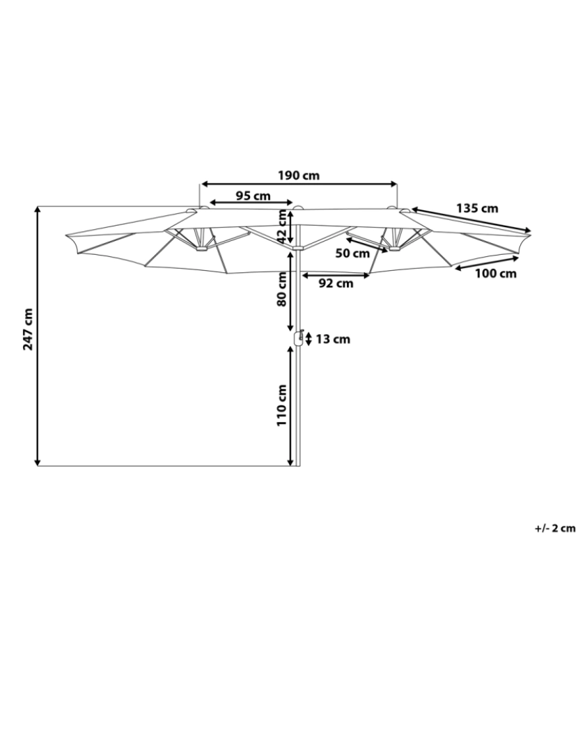 Beliani - Guarda-sol de jardim com toldo duplo cinzento escuro 270 x 460 cm SIBILLA