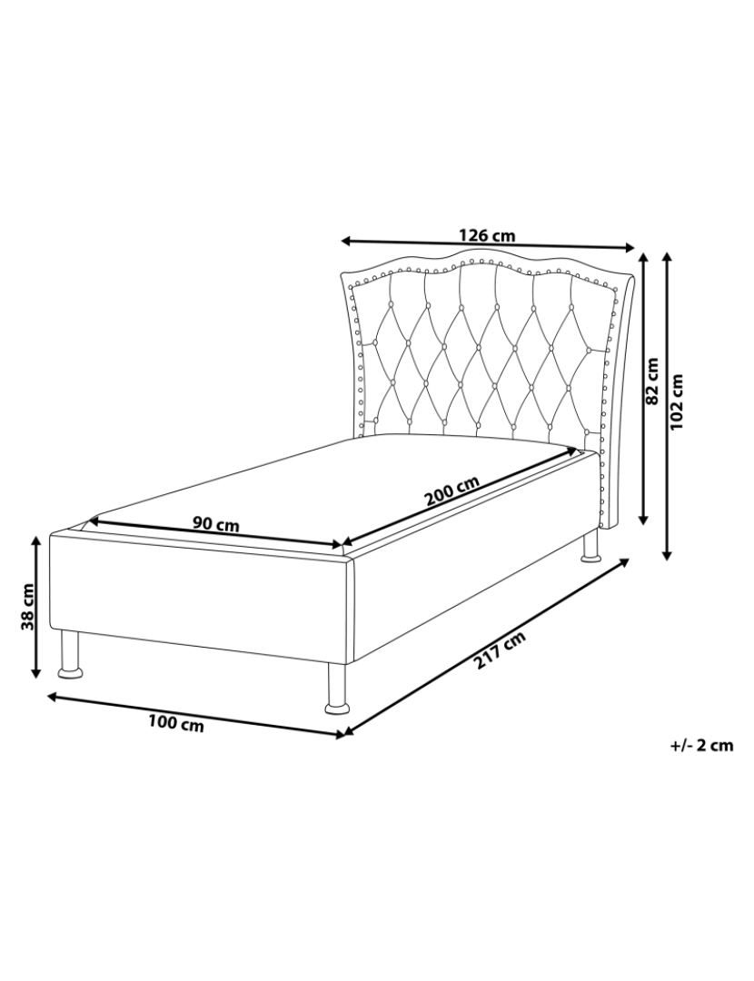 Beliani - Cama de solteiro em tecido cinzento claro 90 x 200 cm METZ