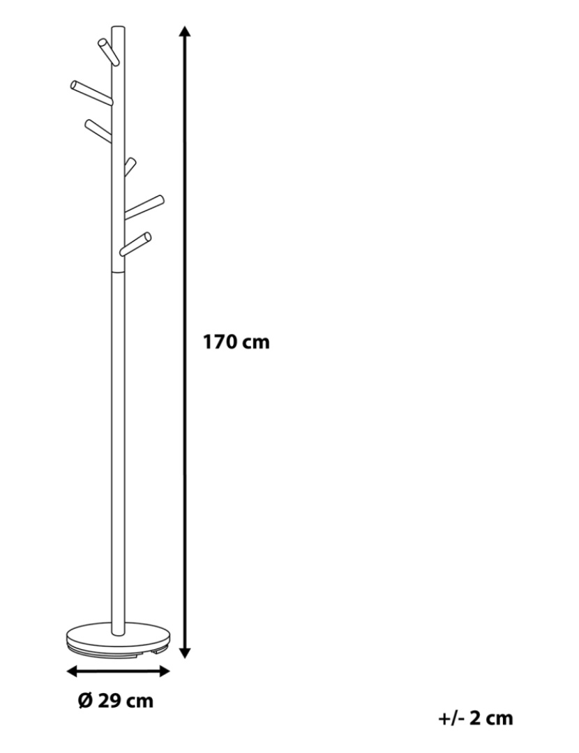 imagem de Bengaleiro em madeira de pinho e metal branco 170 cm AUBUM1