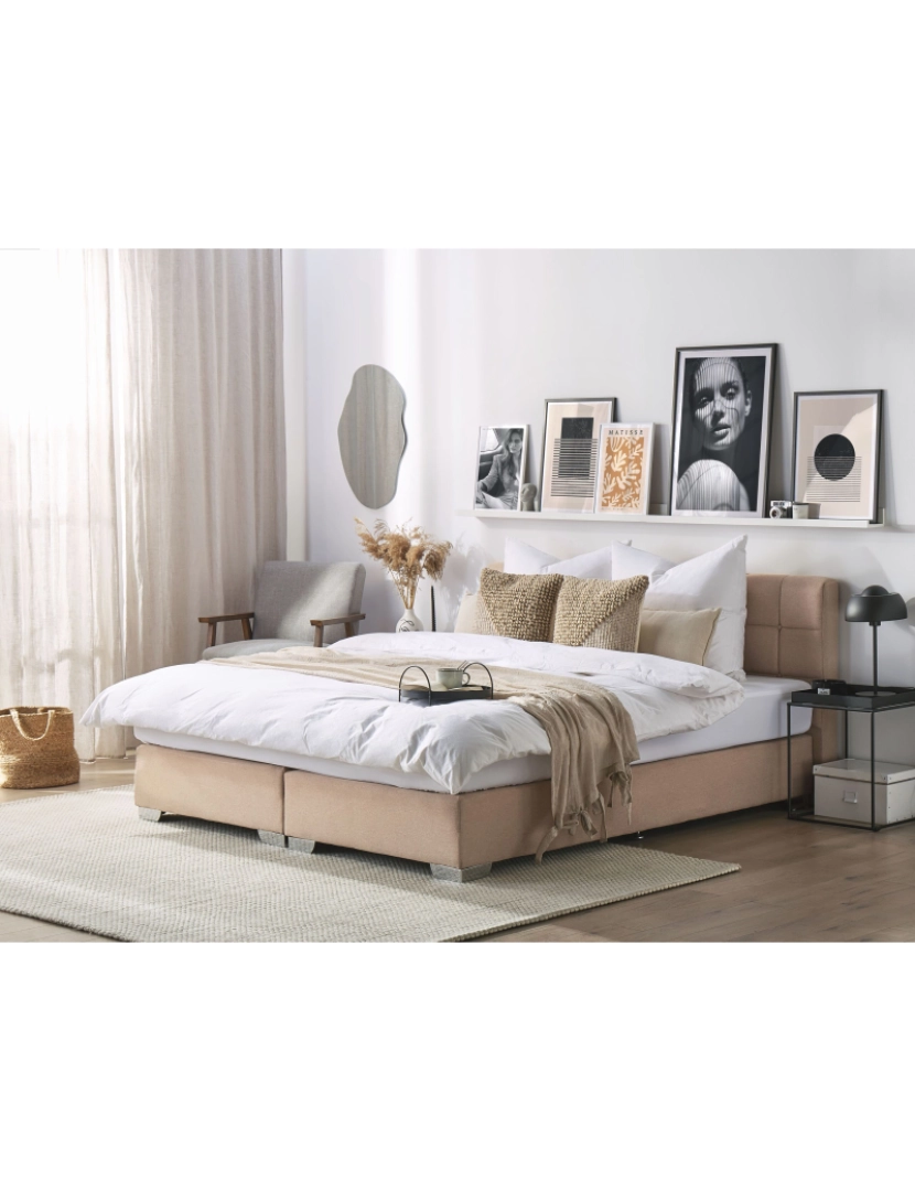 imagem de Cama de casal continental em tecido cor de areia 180 x 200 cm ADMIRAL2