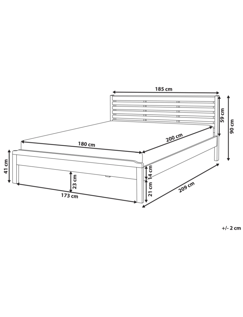 Beliani - Cama de casal em madeira clara 180 x 200 cm CARNAC