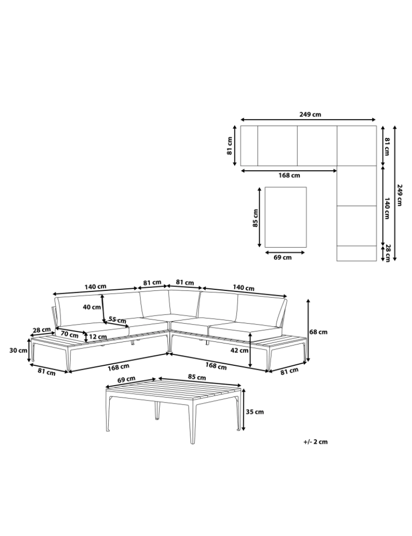 Beliani - Conjunto lounge Madeira plástica Cinzento POSITANO