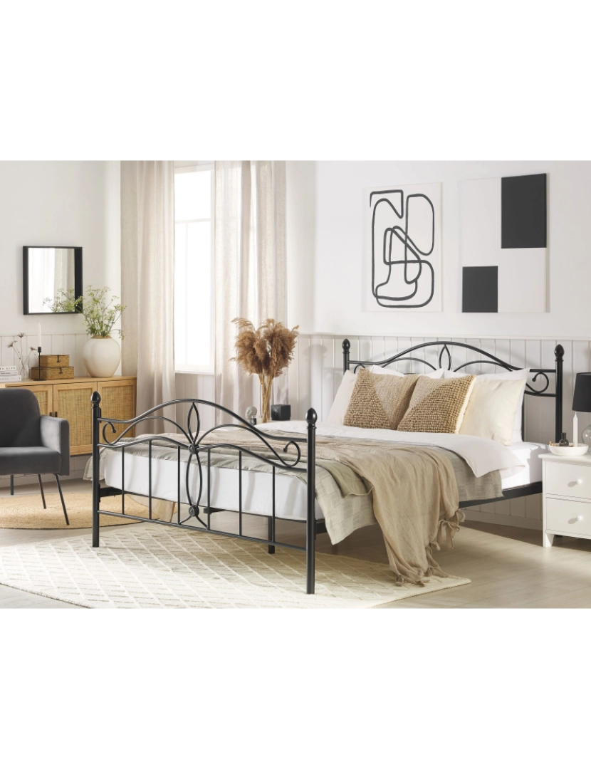 imagem de Cama de casal em metal preto 160 x 200 cm ANTLIA2