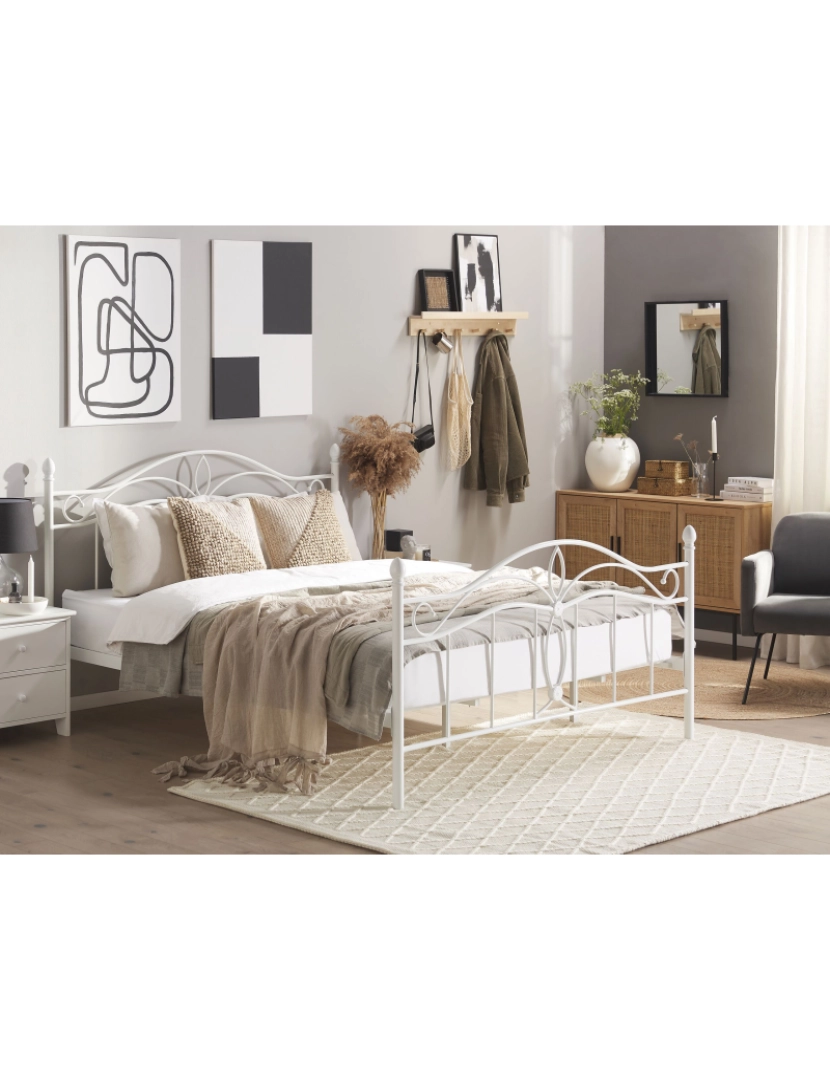 imagem de Cama de casal em metal branco 180 x 200 cm ANTLIA2