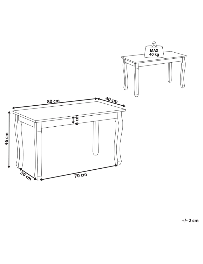 Beliani - Mesa de centro preta 80 x 40 cm SNOOK