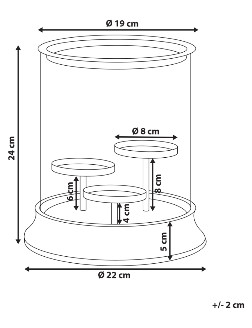 Beliani - Porta-velas em metal prateado e vidro 24 cm CILEGON