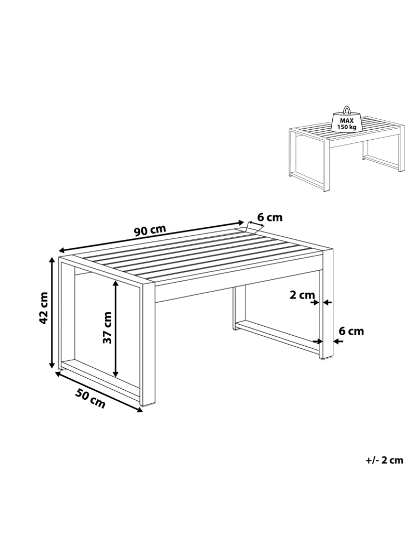 Beliani - Mesa de centro em alumínio cinzento claro 90 x 50 cm SALERNO