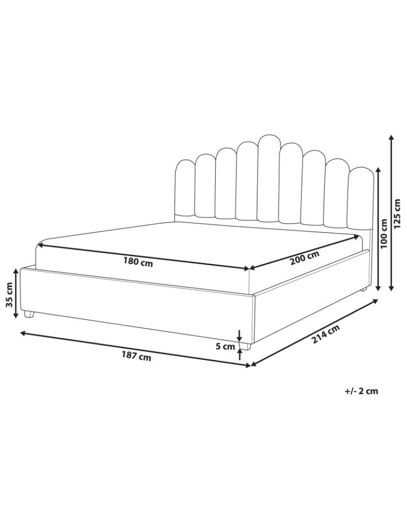 Beliani - Cama de casal com arrumação em veludo taupe 180 x 200 cm VINCENNES