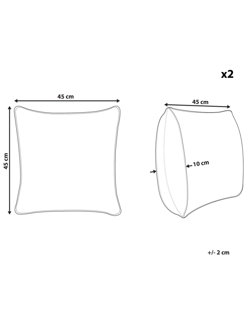 Beliani - Conjunto de 2 almofadas Multicolor CRINUM 45 x 45 cm