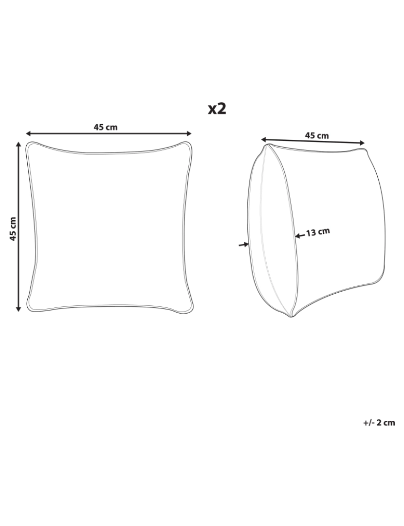 Beliani - Conjunto de 2 almofadas Veludo Multicolor DICHONDRA 45 x 45 cm