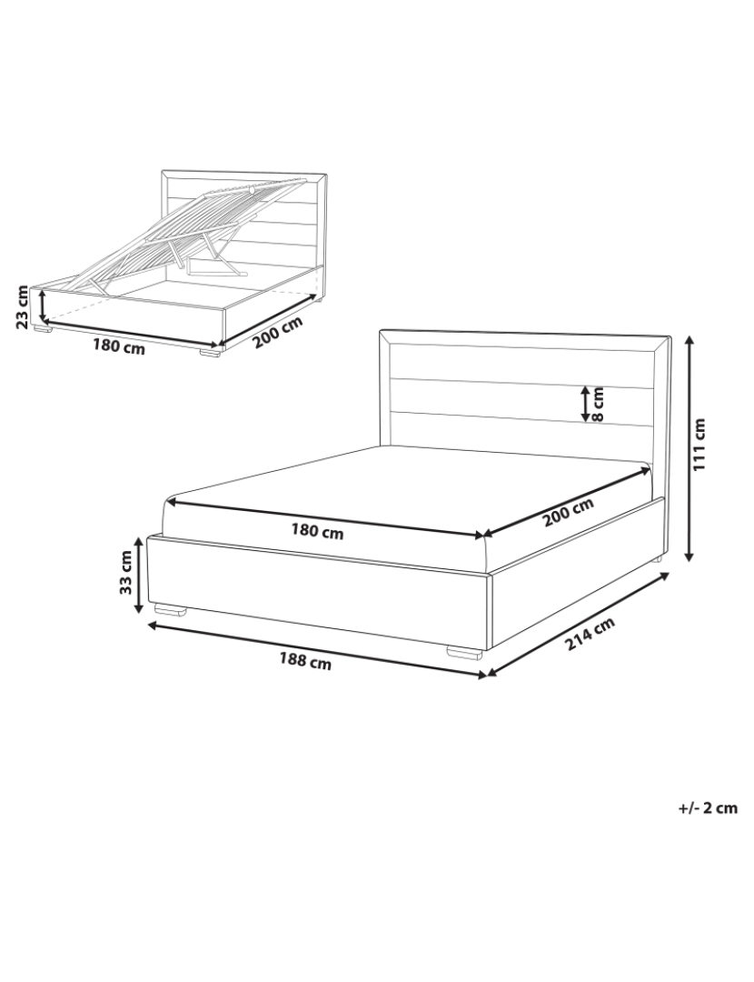 Beliani - Cama de casal com arrumação em veludo laranja 180 x 200 cm ROUEN