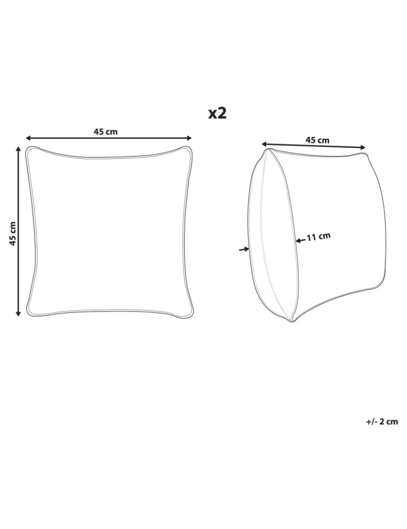 Beliani - Conjunto de 2 almofadas Veludo Branco CUPHEA 45 x 45 cm