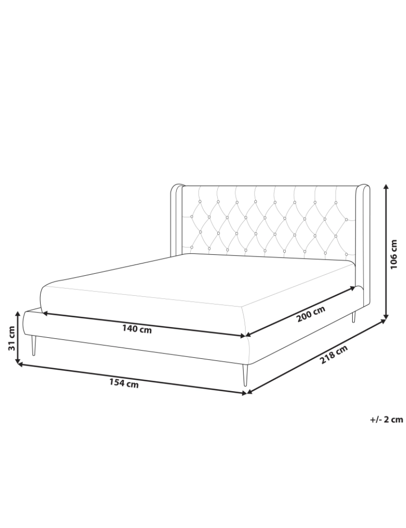 imagem de Cama de casal em veludo cinzento 140 x 200 cm FORBACH1