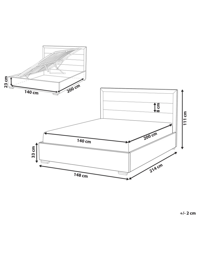 Beliani - Cama de casal com arrumação em veludo laranja 140 x 200 cm ROUEN