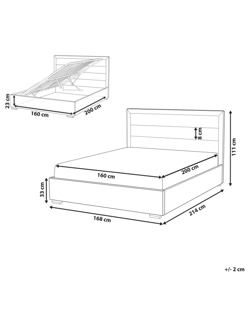 Beliani - Cama de casal com arrumação em veludo laranja 160 x 200 cm ROUEN