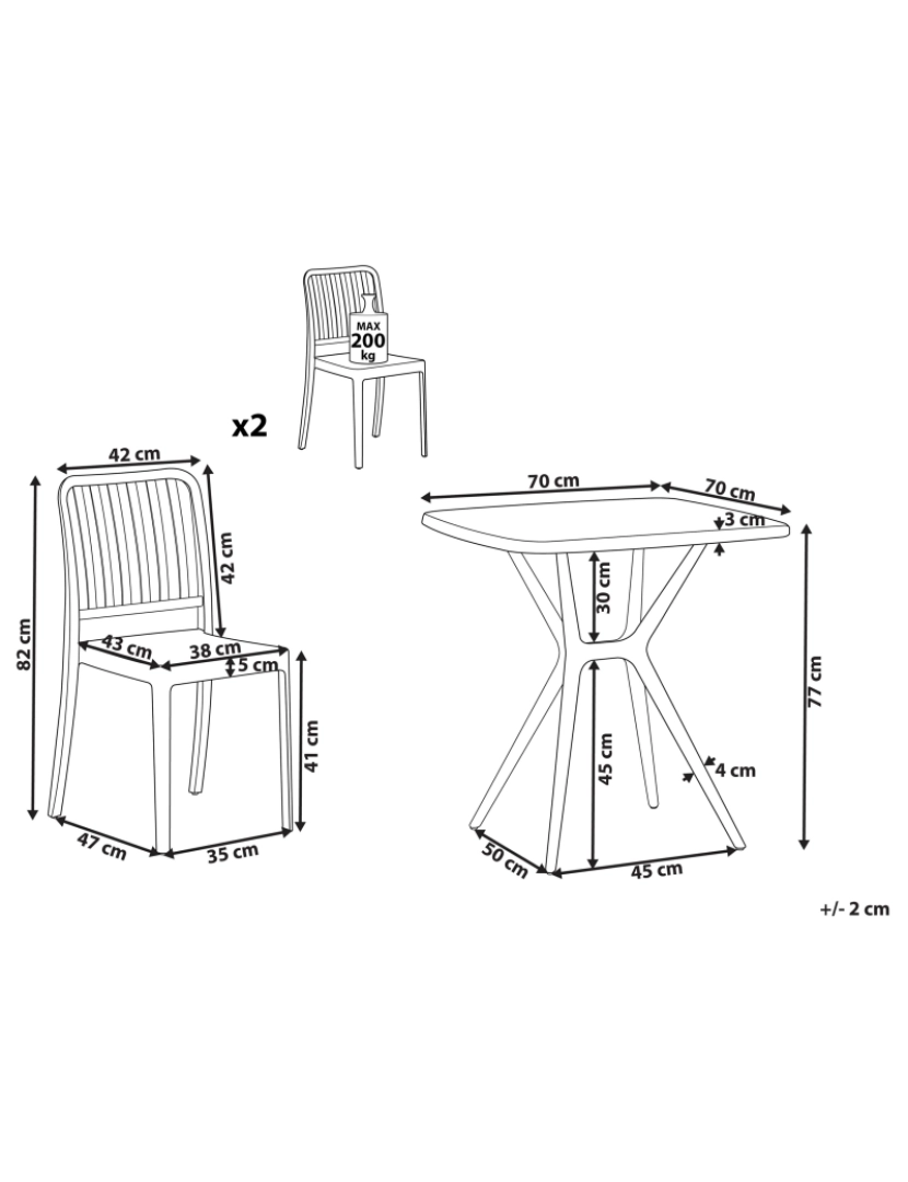 Beliani - Conjunto de mesa e cadeiras Material sintético Branco SERSALE