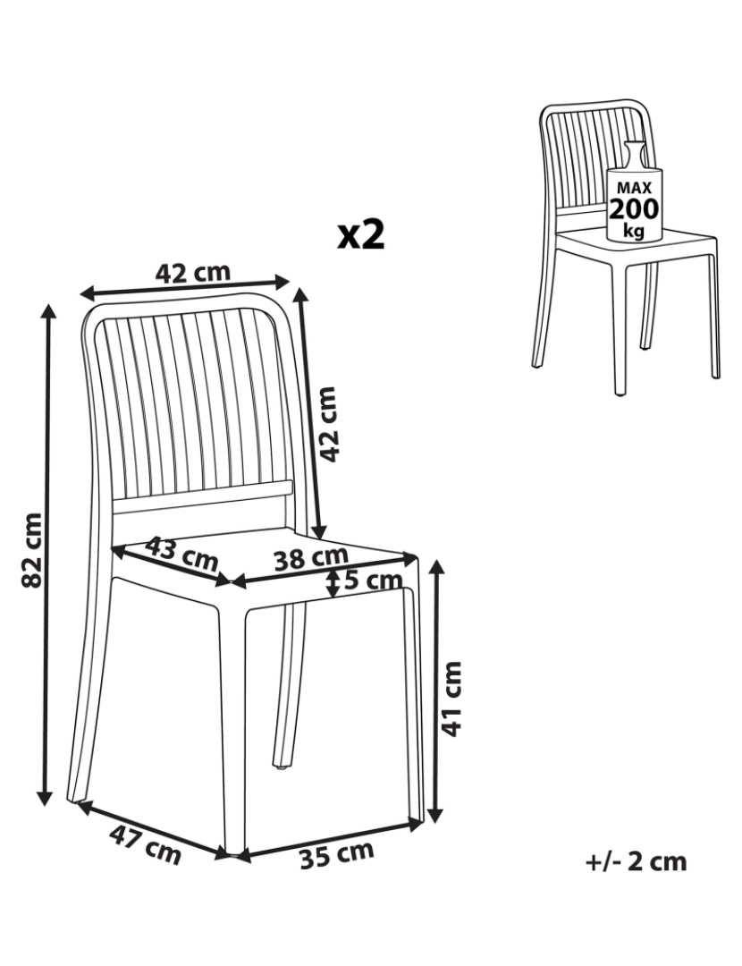 Beliani - Cadeira de jardim Conjunto de 2 Material sintético Azul SERSALE