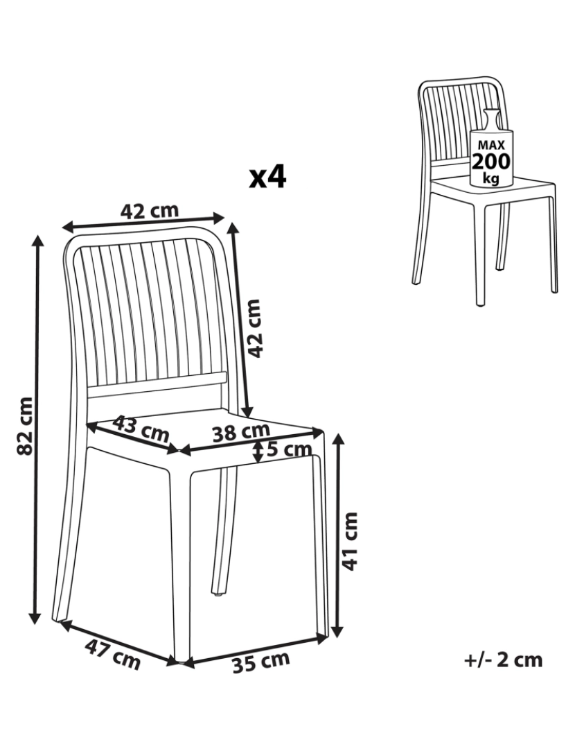 Beliani - Cadeira de jardim Conjunto de 4 Material sintético Branco SERSALE