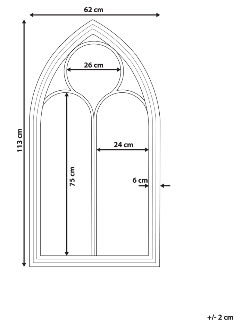 Beliani - Espelho 113 cm Preto TRELLY