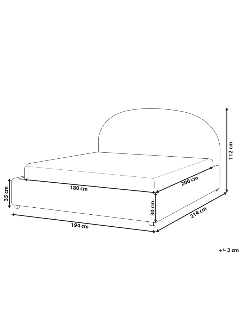 imagem de Cama de casal com arrumação em tecido bouclé creme 180 x 200 cm VAUCLUSE1