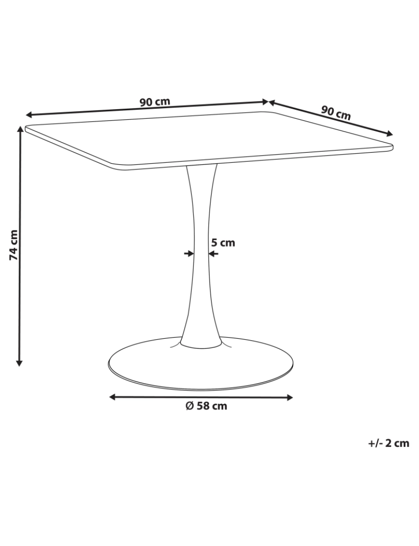 imagem de Mesa de jantar quadrada castanho claro e preto 90 x 90 cm BOCA1