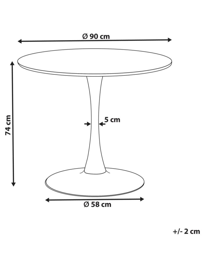 Beliani - Mesa de jantar redonda castanho escuro e preto ⌀ 90 cm BOCA