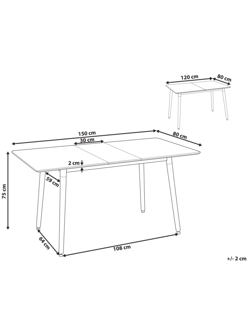 Beliani - Mesa de jantar extensível branco e madeira clara 120/150 x 80 cm MIRABEL