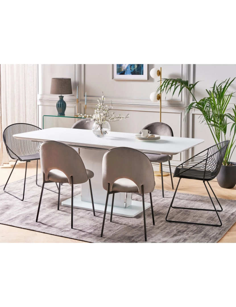 imagem de Mesa de jantar extensível branca 160/200 x 90 cm SUNDS2