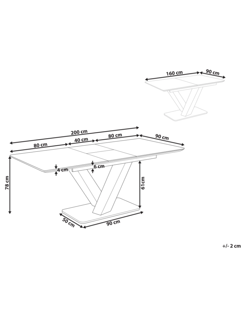 Beliani - Mesa de jantar extensível branca 160/200 x 90 cm SALTUM