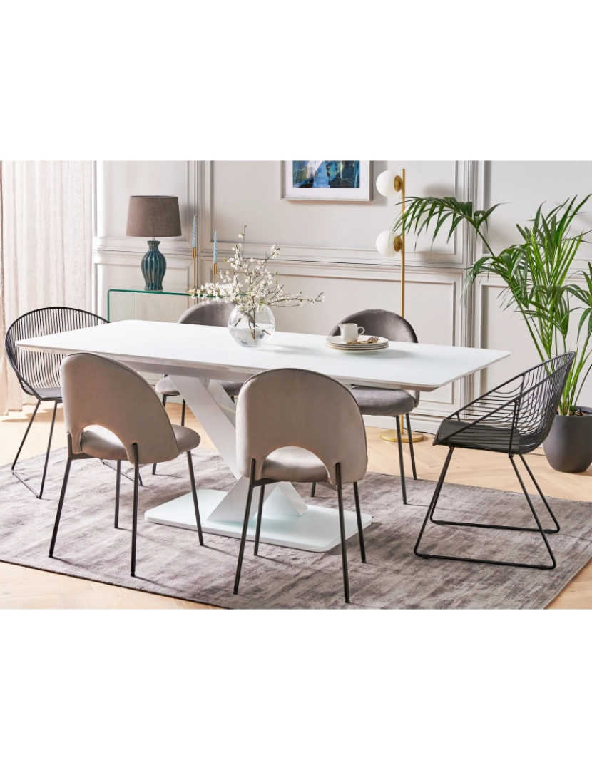 imagem de Mesa de jantar extensível branca 160/200 x 90 cm SALTUM2