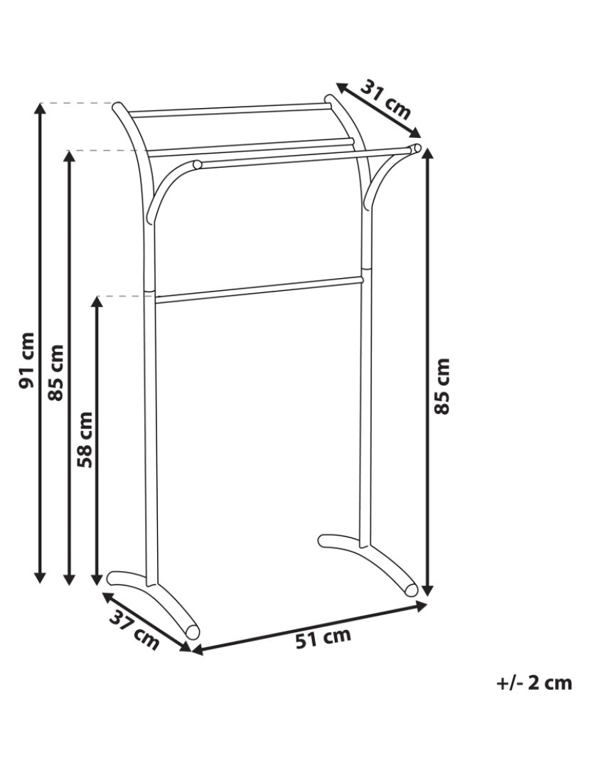 Beliani - Toalheiro de pé metálico branco com 4 braços 51 x 91 cm YOPAL