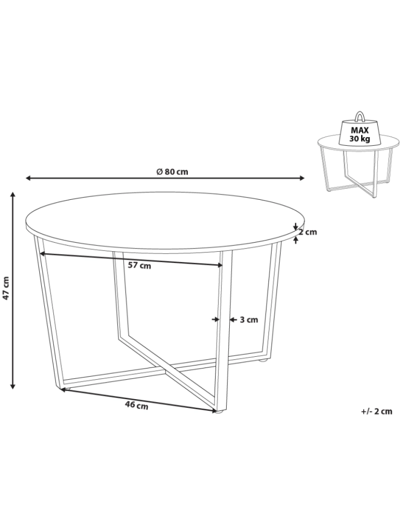 Beliani - Mesa de centro castanha escura e preta ⌀ 80 cm ORICK