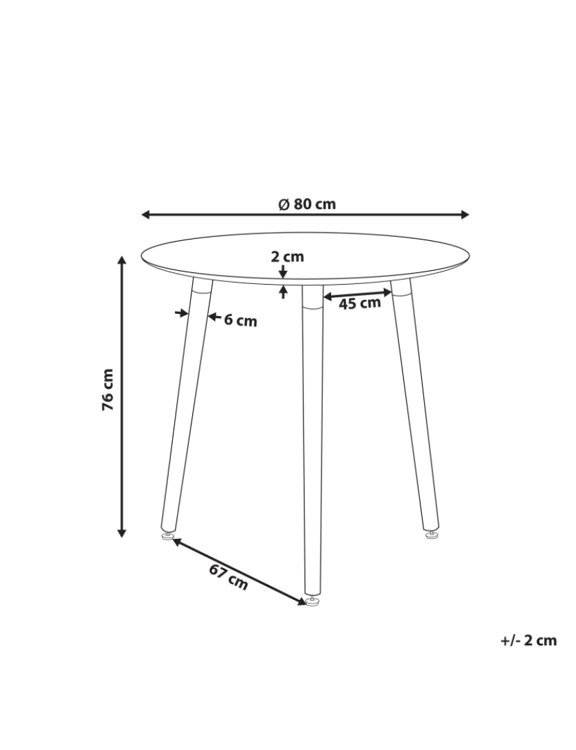 Beliani - Mesa de jantar branca e castanha clara ⌀ 80 cm BOMA