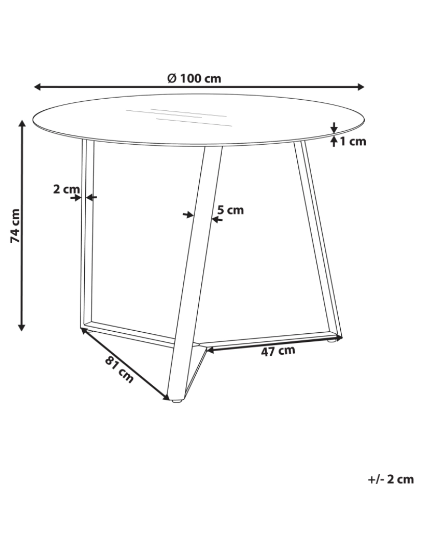 Beliani - Mesa de jantar preta com vidro temperado ⌀ 100 cm KEBRI