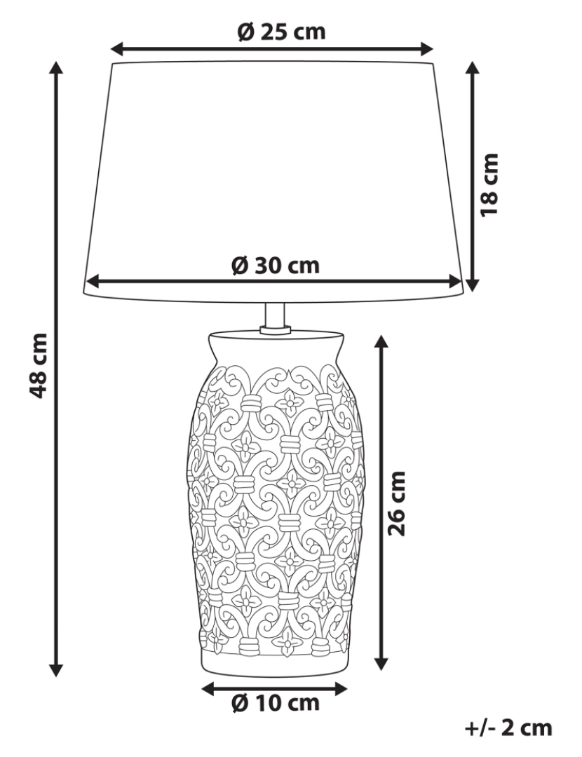 Beliani - Candeeiro de mesa de cerâmica cinzento claro e branco 48 cm KHOPER