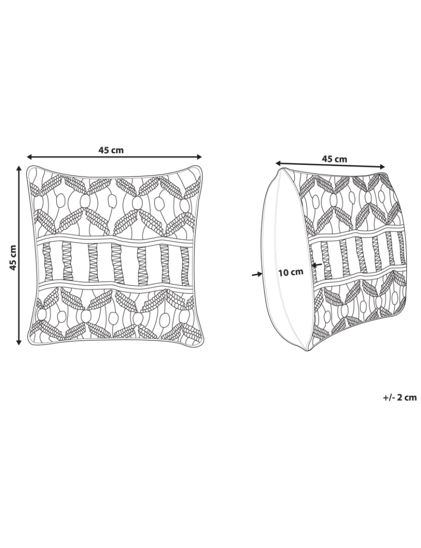 Beliani - Almofada decorativa Macramé Algodão Creme NICAEA 45 x 45 cm