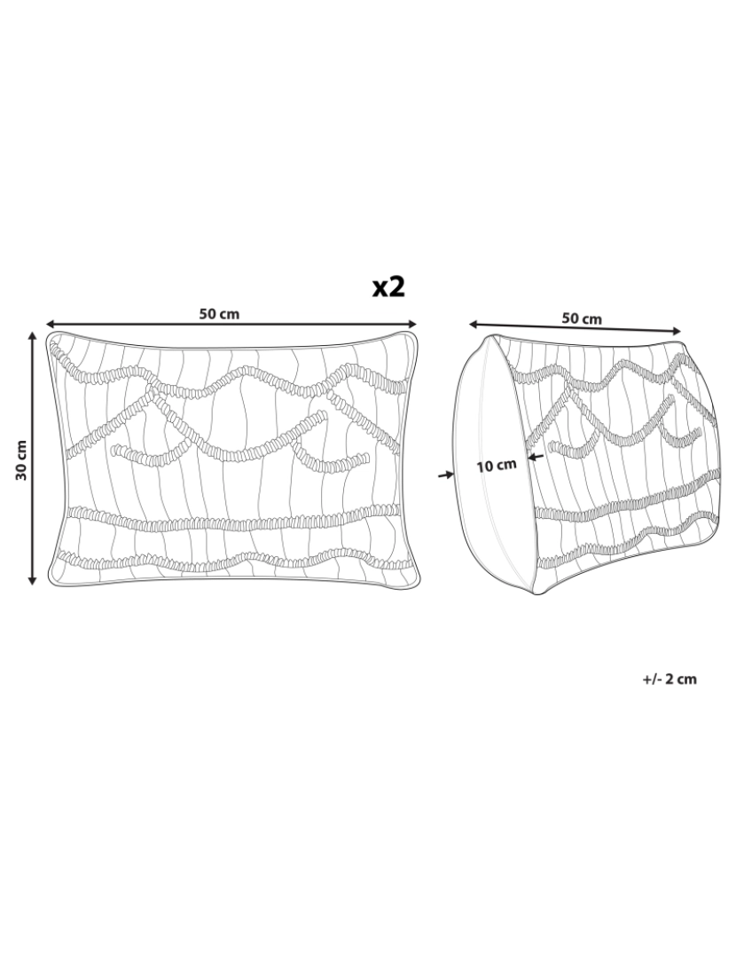 Beliani - Conjunto de 2 almofadas Macramé Algodão Rosa KIRIS 30 x 50 cm