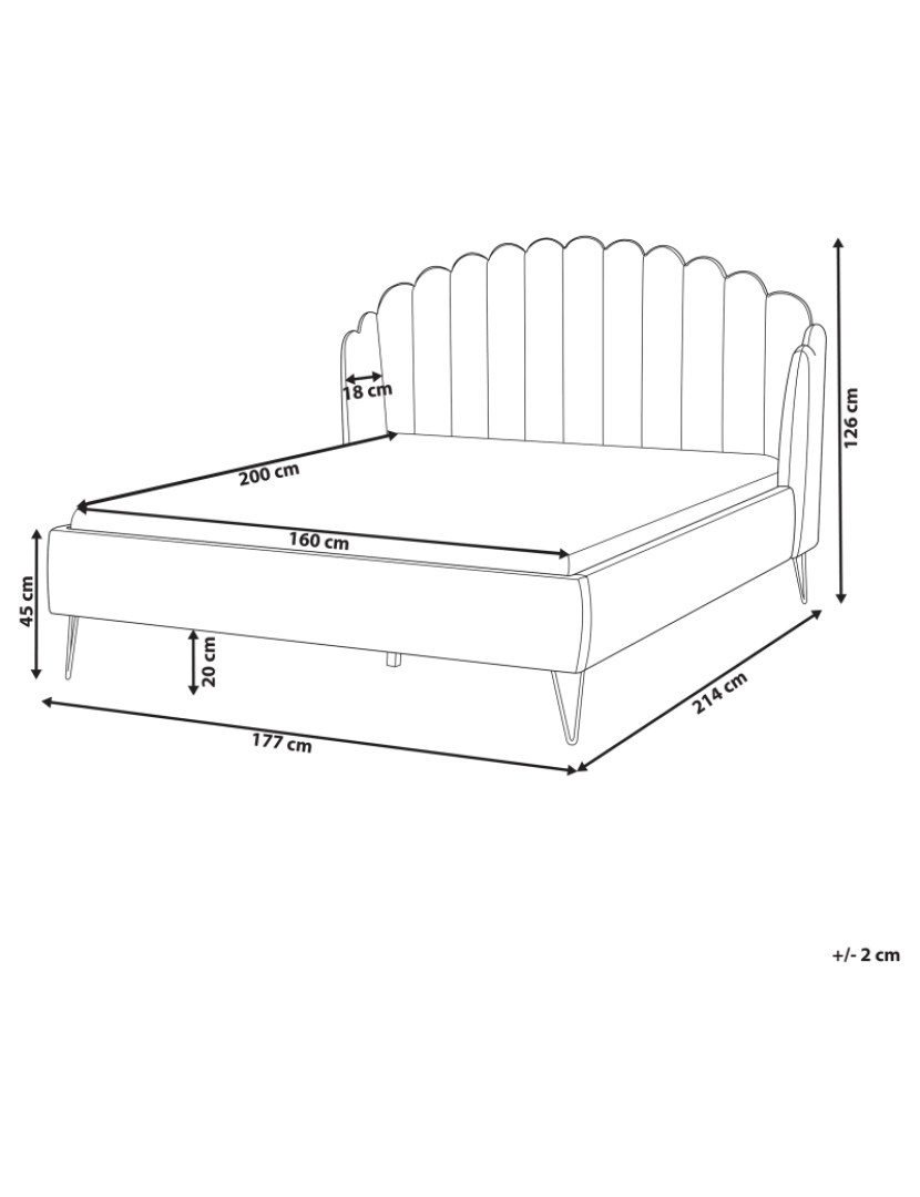 Beliani - Cama de casal em veludo rosa 160 x 200 cm AMBILLOU