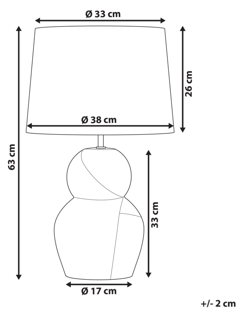 Beliani - Candeeiro de mesa em cerâmica preto e creme 63 cm GUAPORE