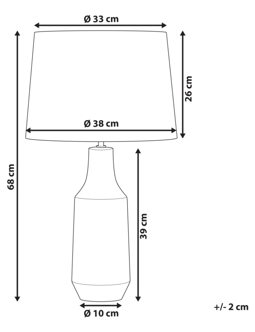 imagem de Candeeiro de mesa em cerâmica preto creme e branco 68 cm SHEBELLE1