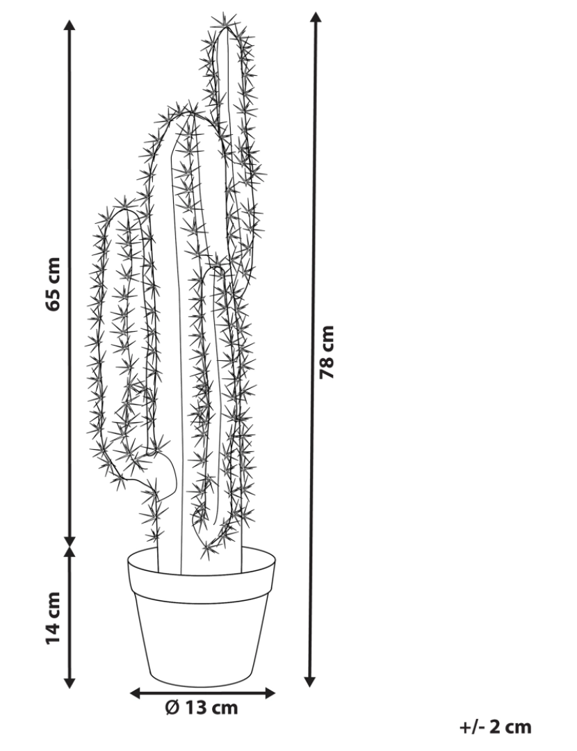 Beliani - Planta artificial em vaso verde e preto 78 cm CACTUS