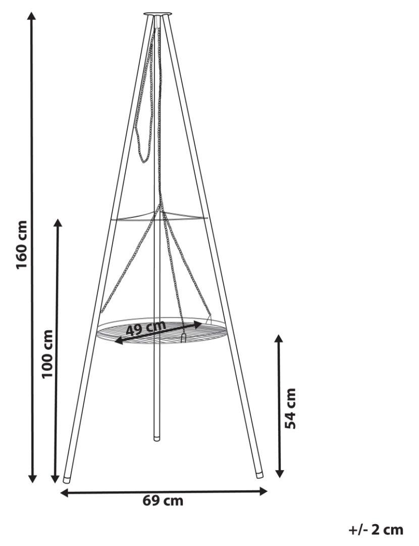 Beliani - Grelhador de tripé em metal preto GELAI