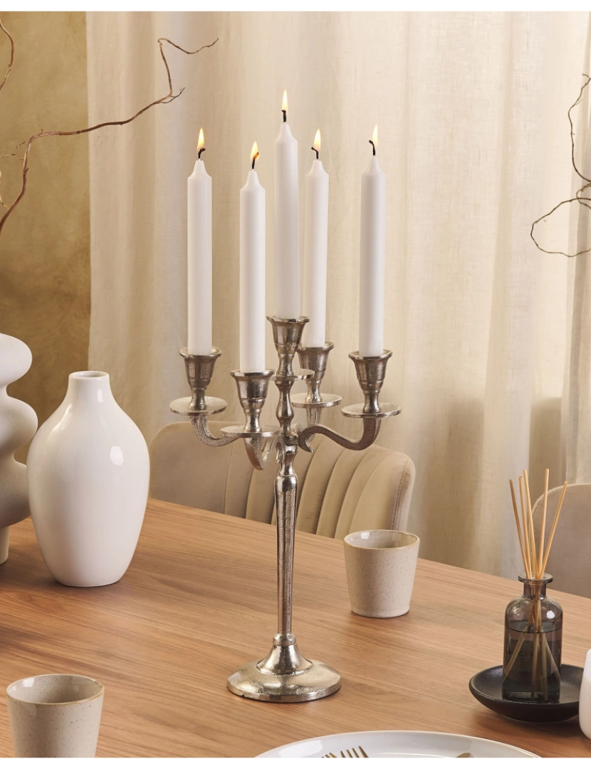 imagem de Candelabro de metal prateado 35 cm PETRA2