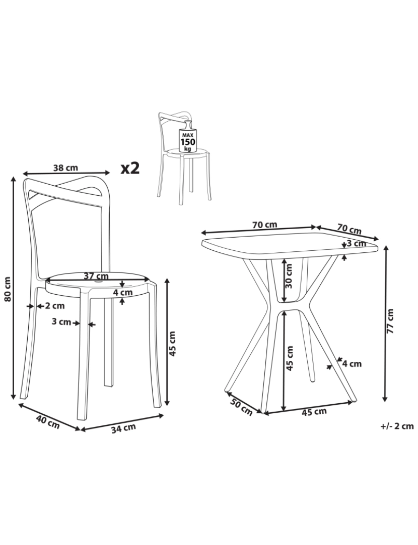 Beliani - Conjunto de mesa e cadeiras Material sintético Turquesa SERSALE/CAMOGLI