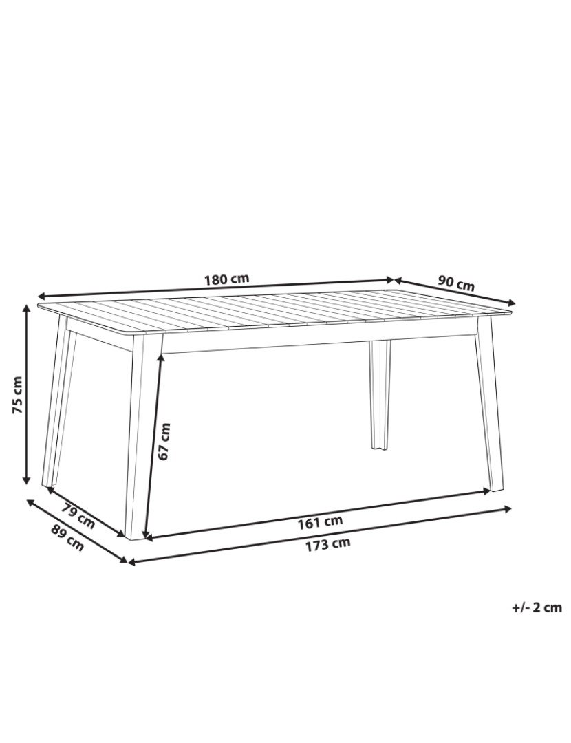 Beliani - Mesa de jardim 180 x 90 cm Madeira maciça Castanho claro FORNELLI