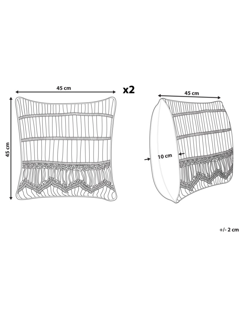 Beliani - Conjunto de 2 almofadas decorativas em macramé de algodão laranja 45 x 45 cm AKKOY