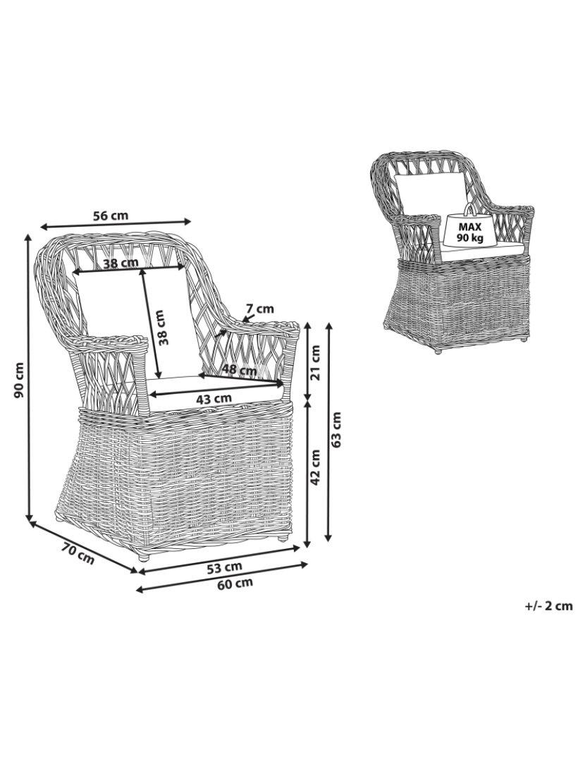 Beliani - Cadeira de jardim Rattan Castanho claro MAROS