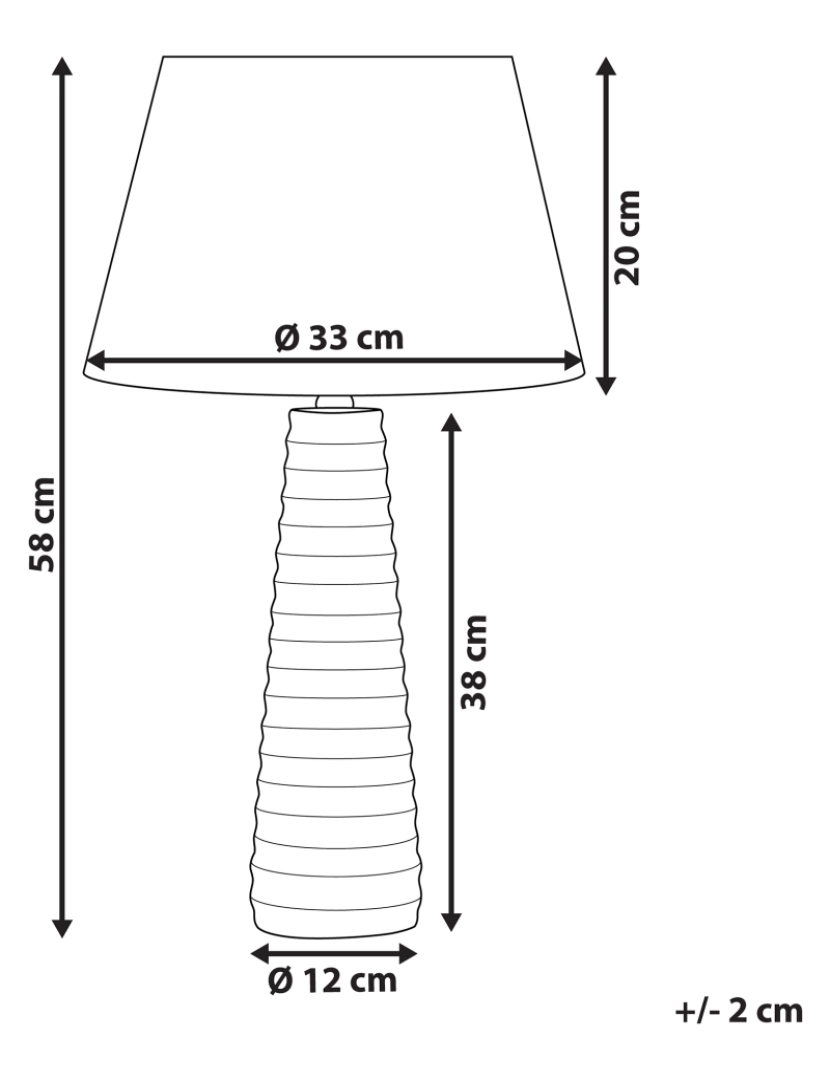 Beliani - Candeeiro de mesa cerâmica prateada e abajur preto 58 cm VILNIA