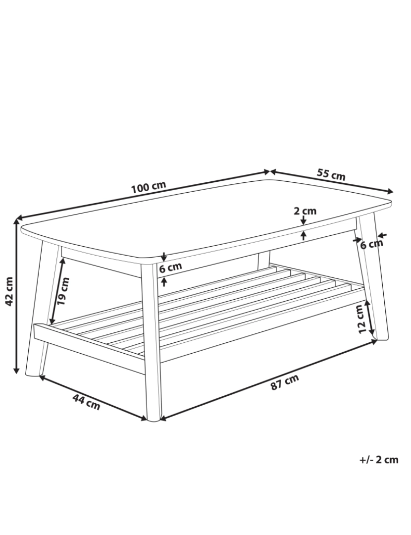 Beliani - Mesa de centro em madeira clara 100 x 55 cm TULARE